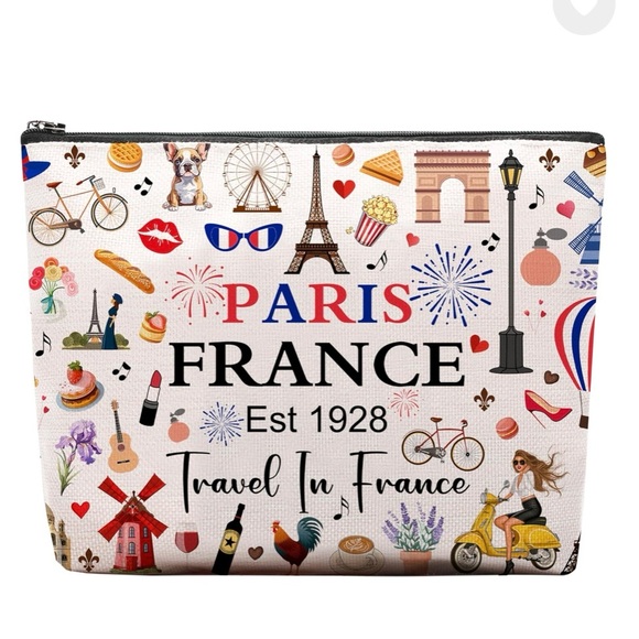 🇫🇷 PARIS Travel in France Est 1928 Makeup Bag NWOT - Picture 1 of 6